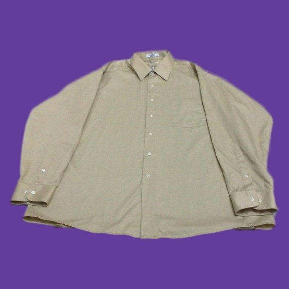 Van Heusen Men's Shirt Casual/Dress Cotton Blend Light Gold Size 17.5 (34-35) XL - Picture 5 of 16